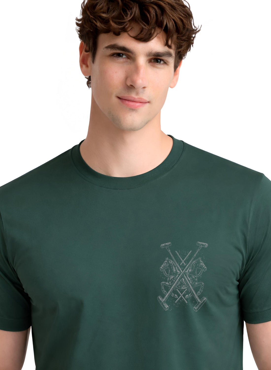 Men Green Polo Crest Printed T-Shirt