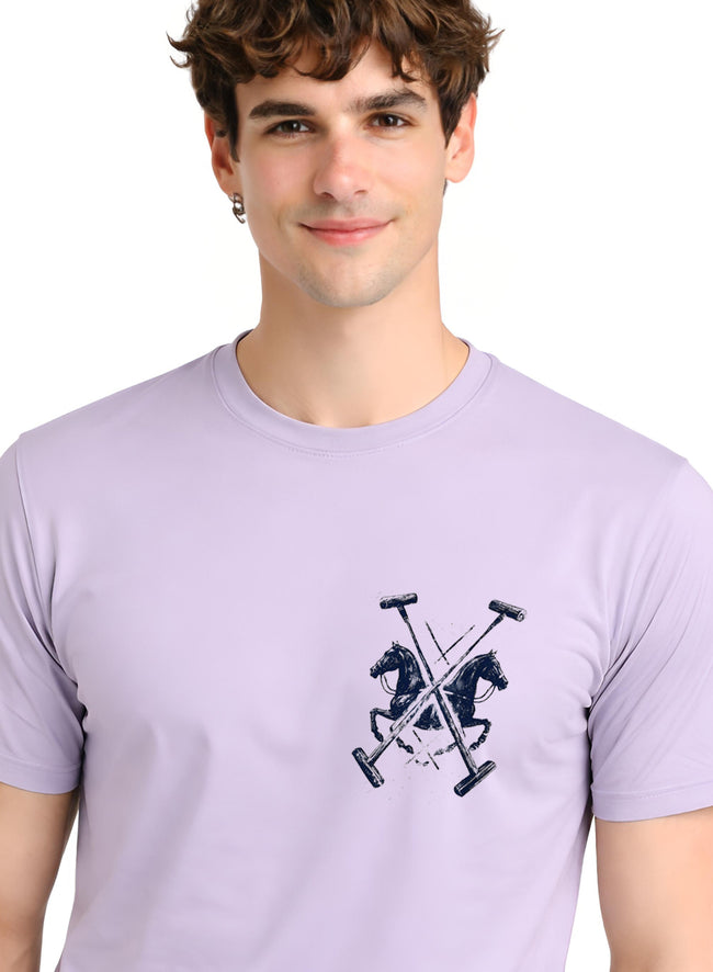 Men Lilac Polo Crest Printed T-Shirt