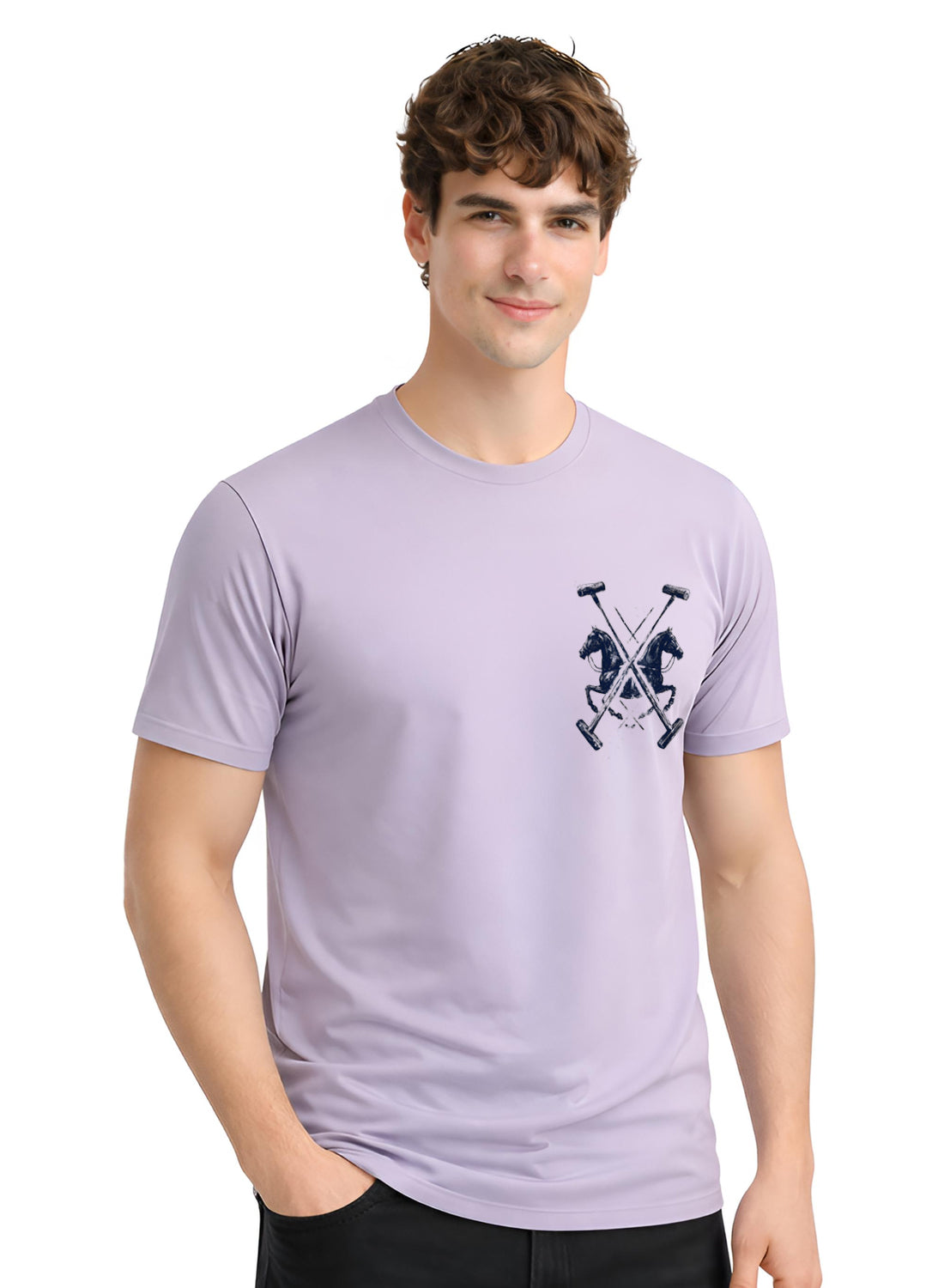 Men Lilac Polo Crest Printed T-Shirt