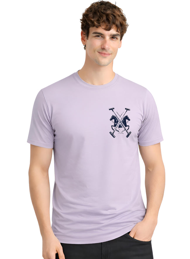 Men Lilac Polo Crest Printed T-Shirt