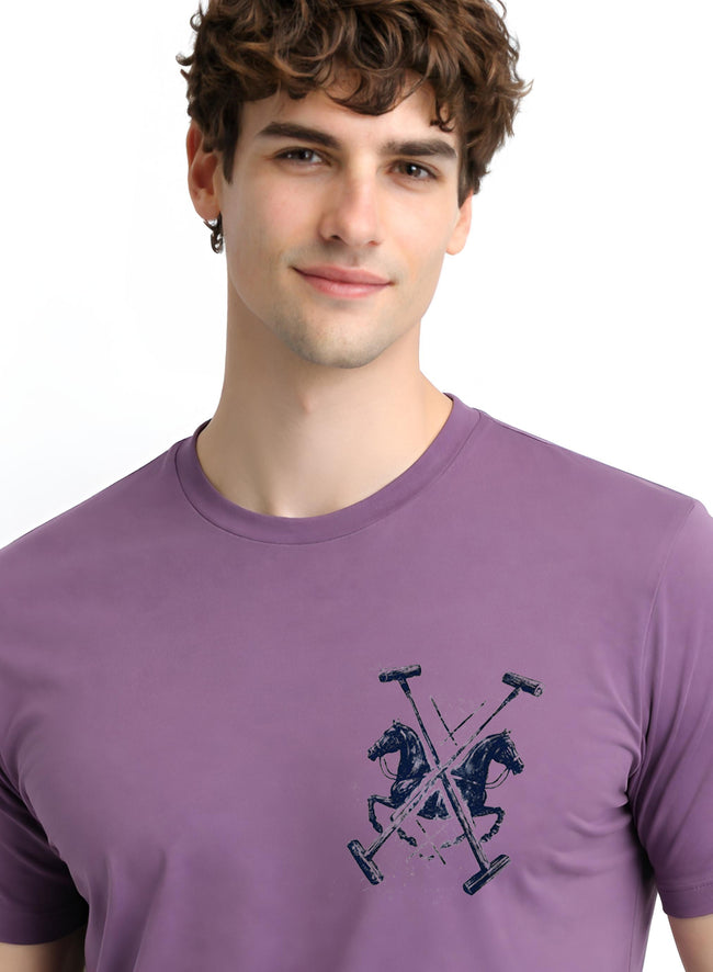 Men Lilac Polo Crest Printed T-Shirt