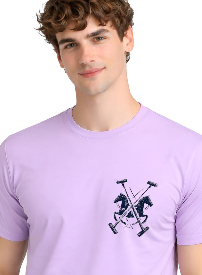 Men Lavender Polo Crest Printed T-Shirt
