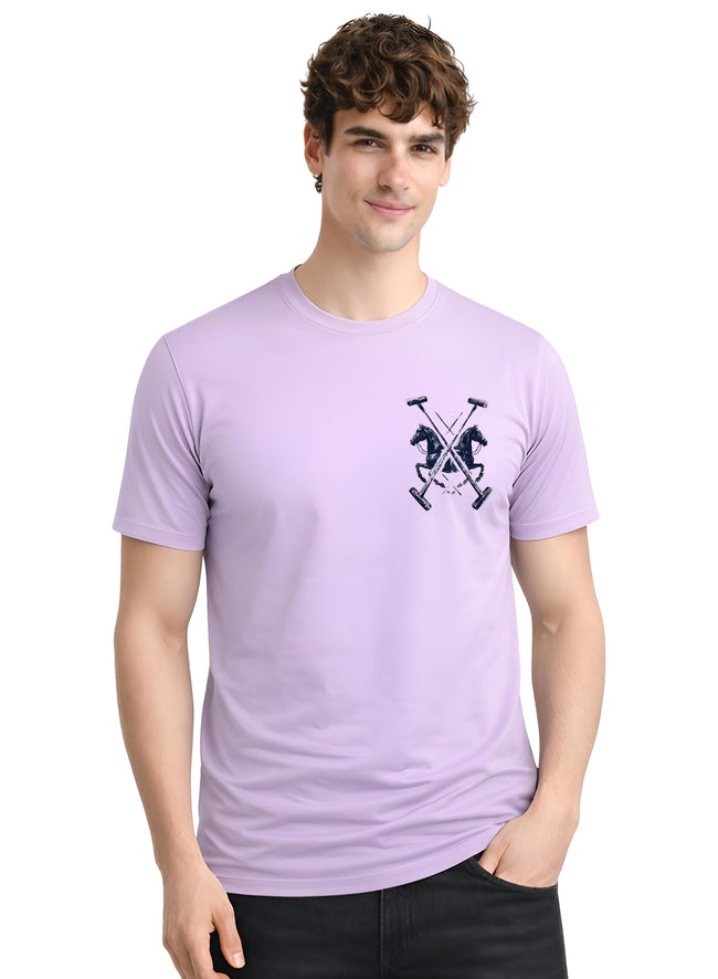 Men Lavender Polo Crest Printed T-Shirt