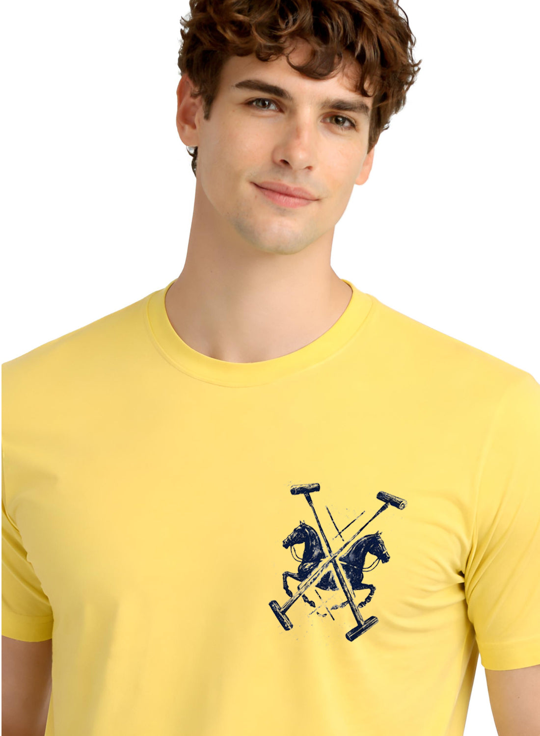 Men Yellow Polo Crest Printed T-Shirt