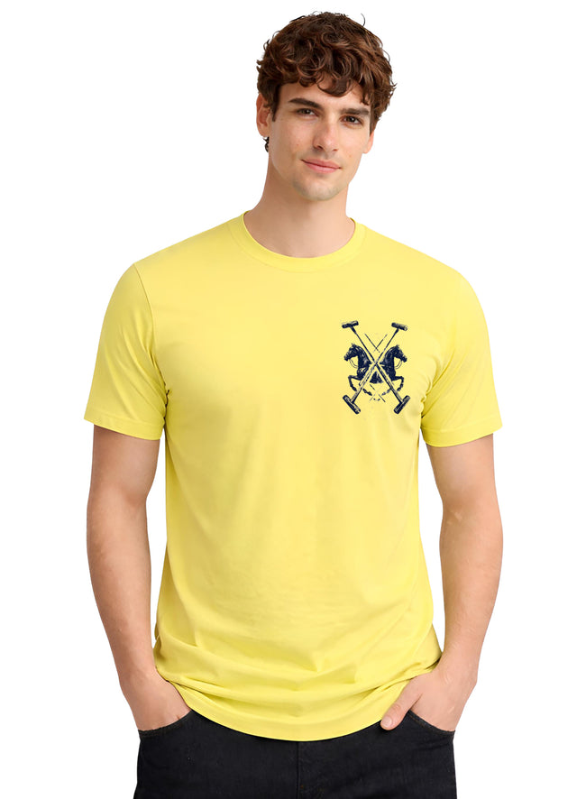 Men Yellow Polo Crest Printed T-Shirt
