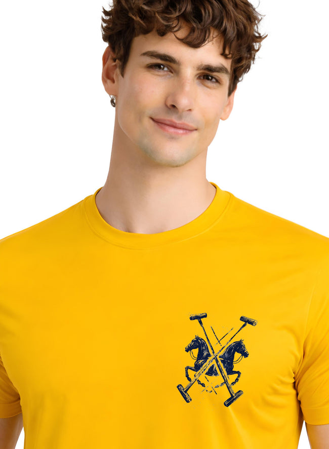 Men Mustard Polo Crest Printed T-Shirt