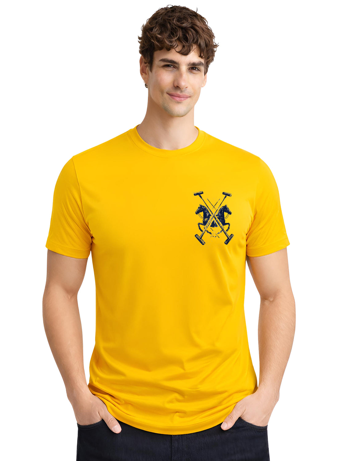 Men Mustard Polo Crest Printed T-Shirt
