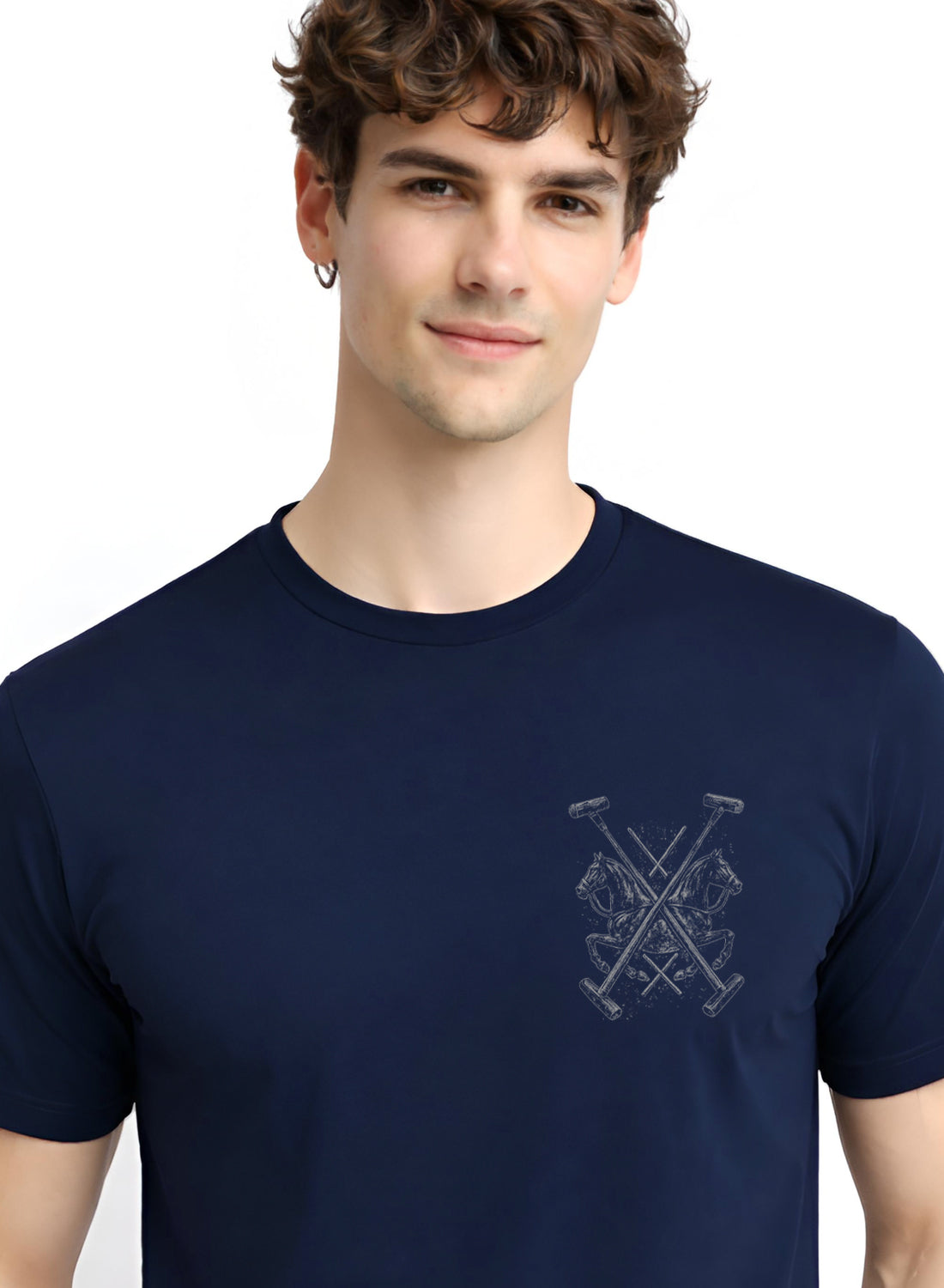 Men Navy Polo Crest Printed T-Shirt