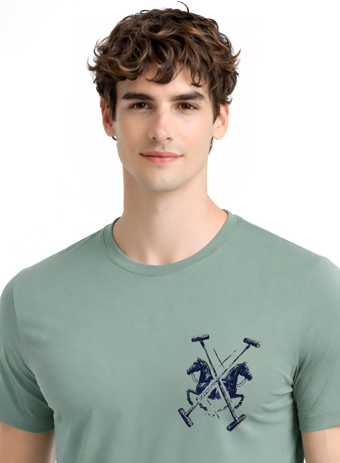 Men Green Polo Crest Printed T-Shirt
