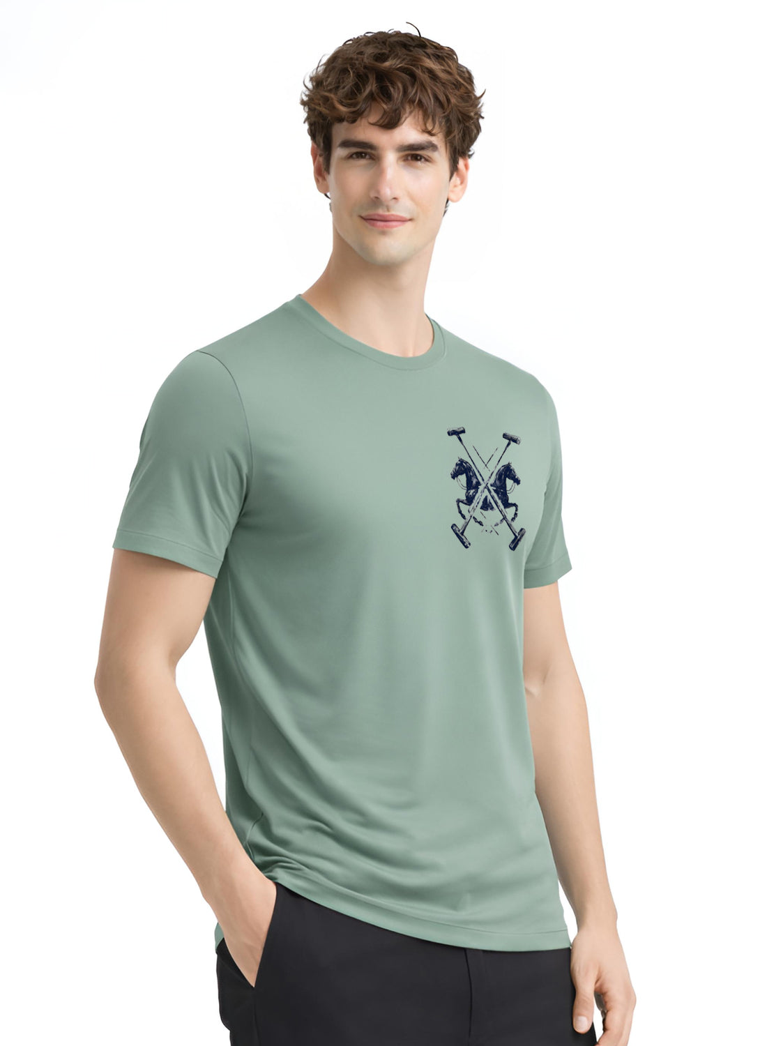 Men Green Polo Crest Printed T-Shirt