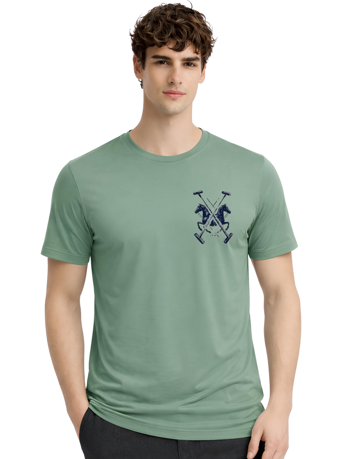 Men Green Polo Crest Printed T-Shirt