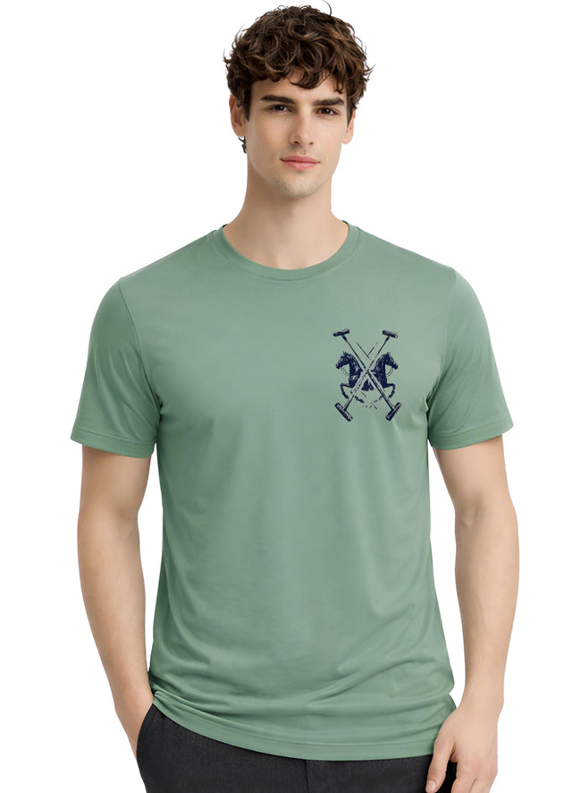 Men Green Polo Crest Printed T-Shirt