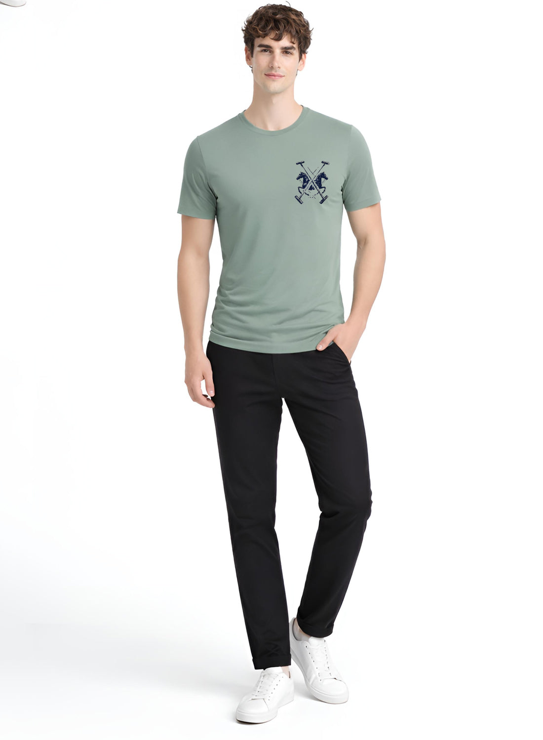Men Green Polo Crest Printed T-Shirt