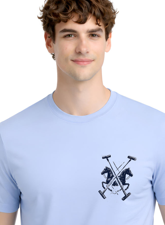 Men Blue Polo Crest Printed T-Shirt