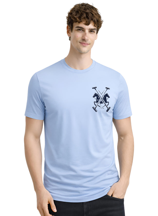 Men Blue Polo Crest Printed T-Shirt