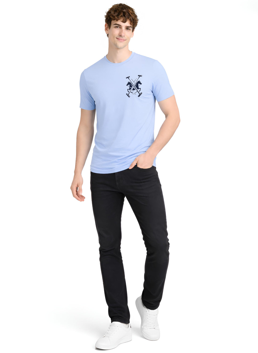 Men Blue Polo Crest Printed T-Shirt