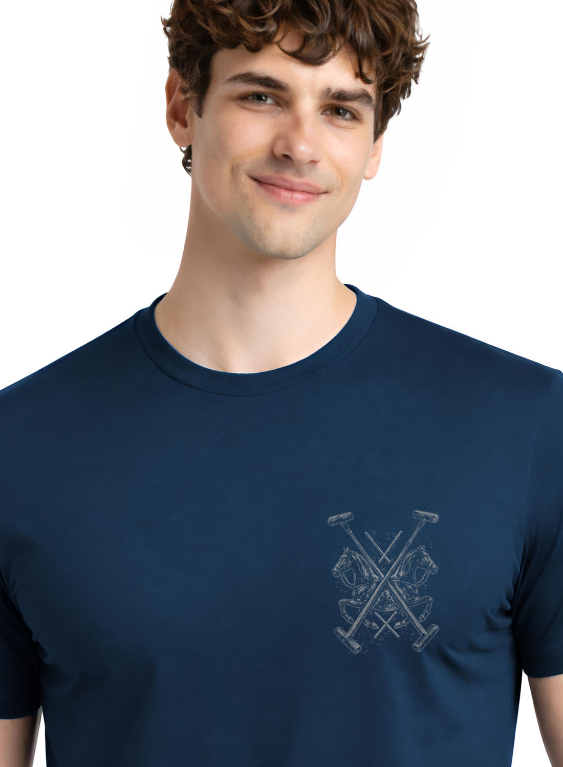 Men Teal Polo Crest Printed T-Shirt
