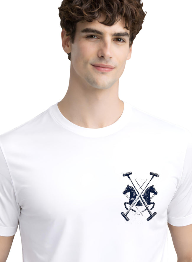 Men White Polo Crest Printed T-Shirt