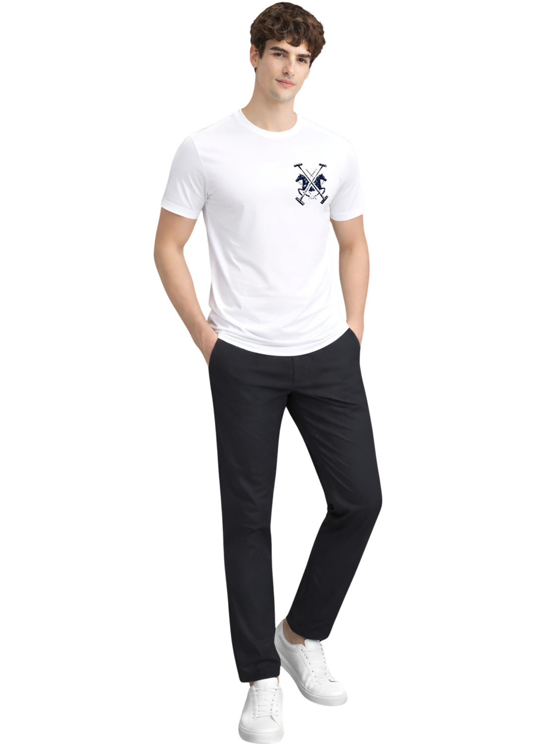 Men White Polo Crest Printed T-Shirt