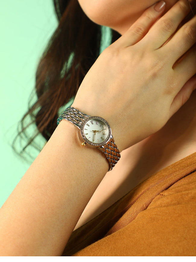 The Roman Venin Round Watch - Ivory White