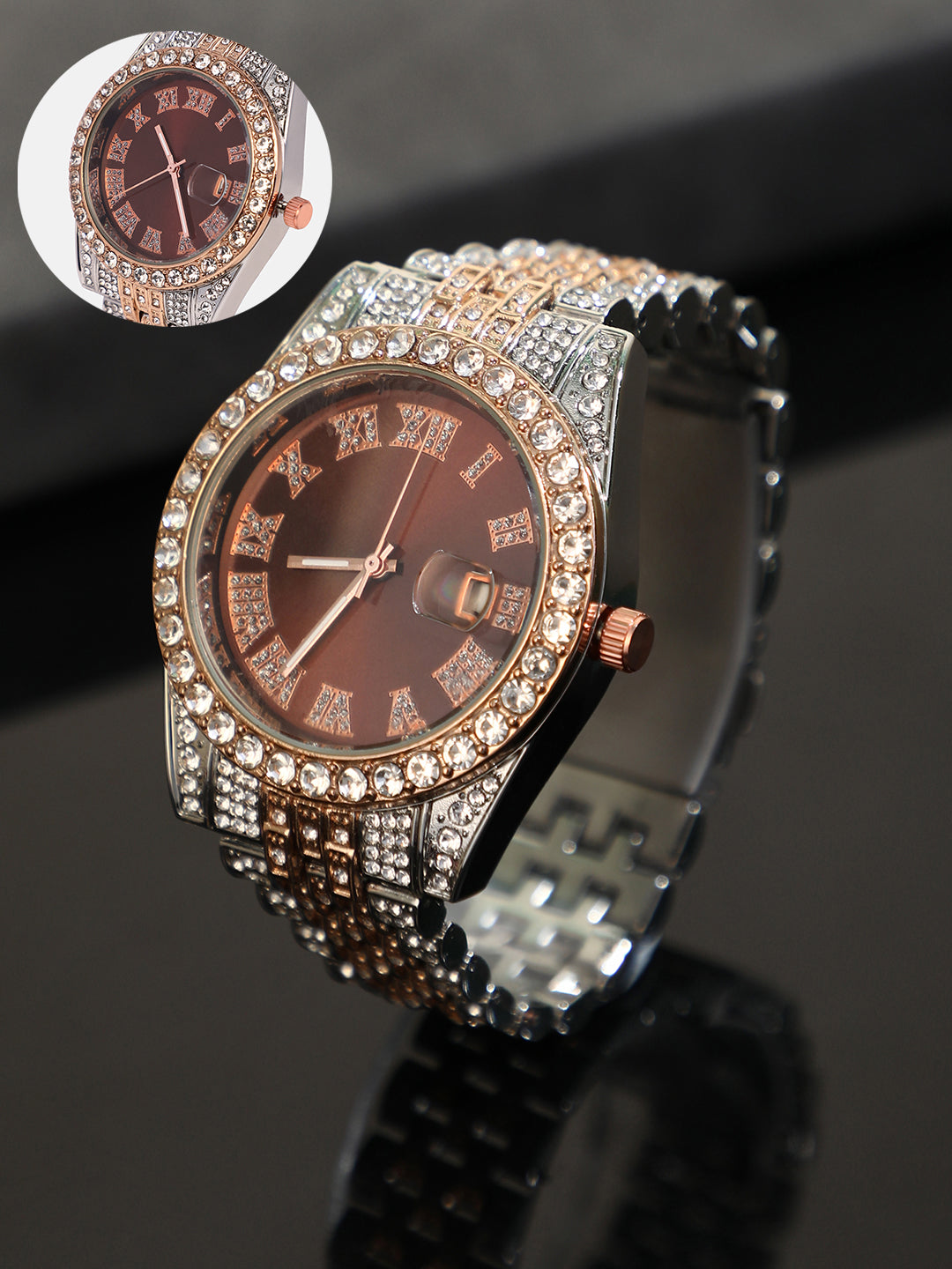 The Bijou Roman-Block Round Watch