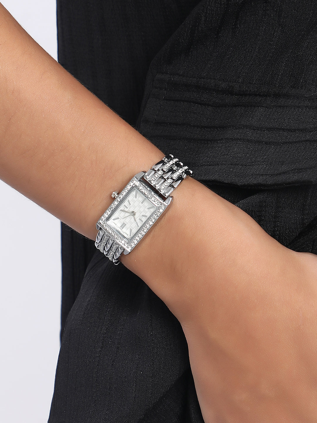 The Charle Rectangular Watch - Metallic Silver
