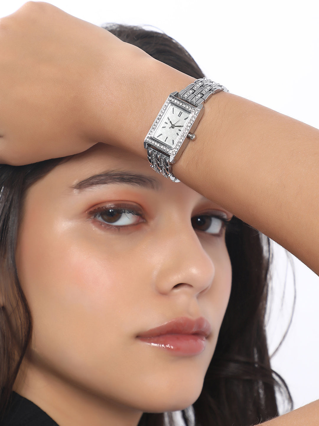 The Charle Rectangular Watch - Metallic Silver