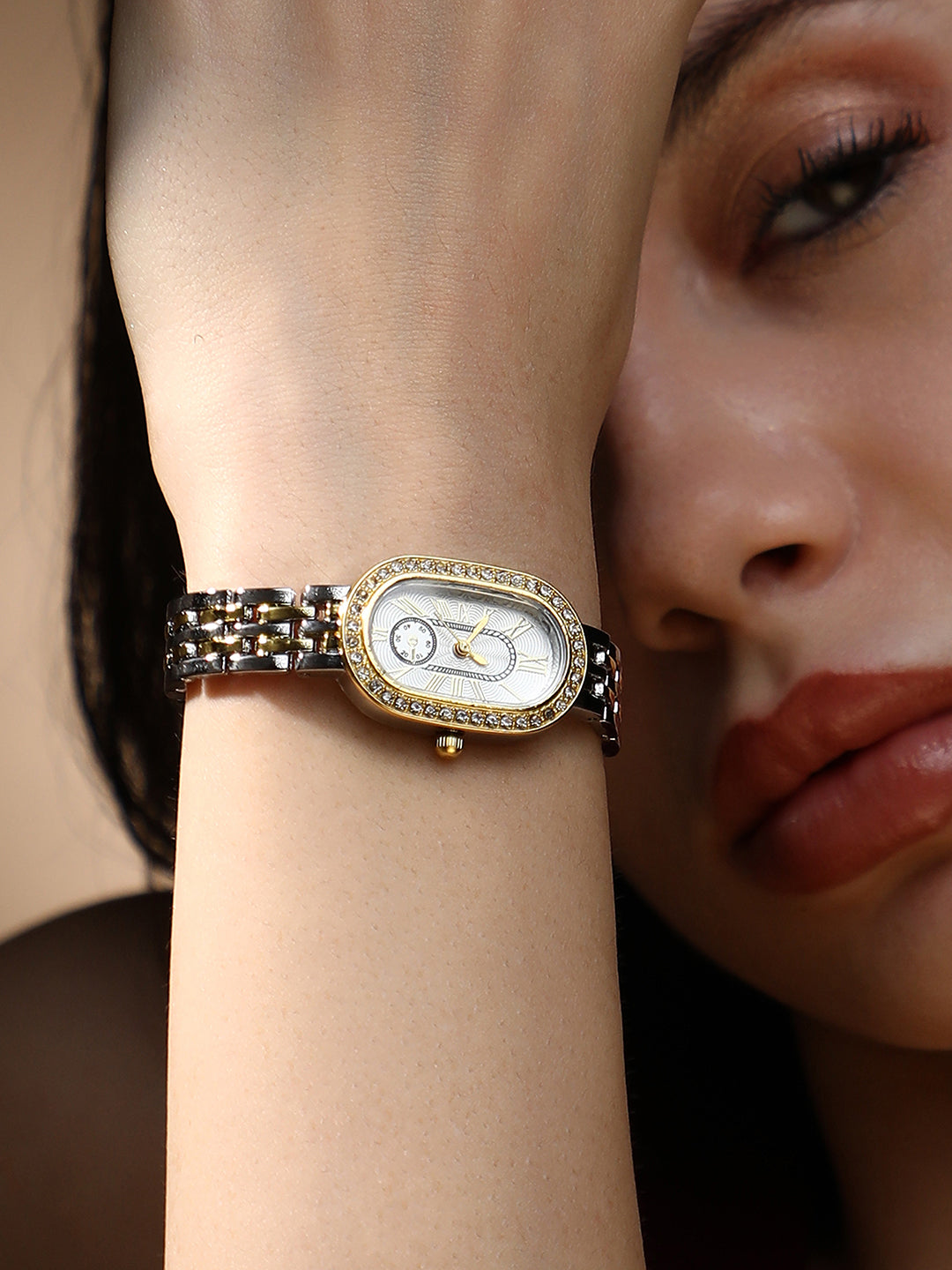 The Slim Vivienne Two-Dial Oblong Watch