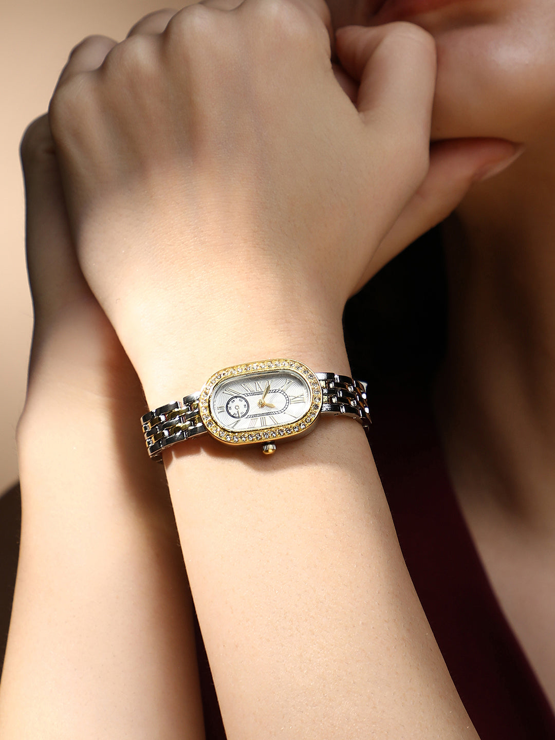 The Slim Vivienne Two-Dial Oblong Watch