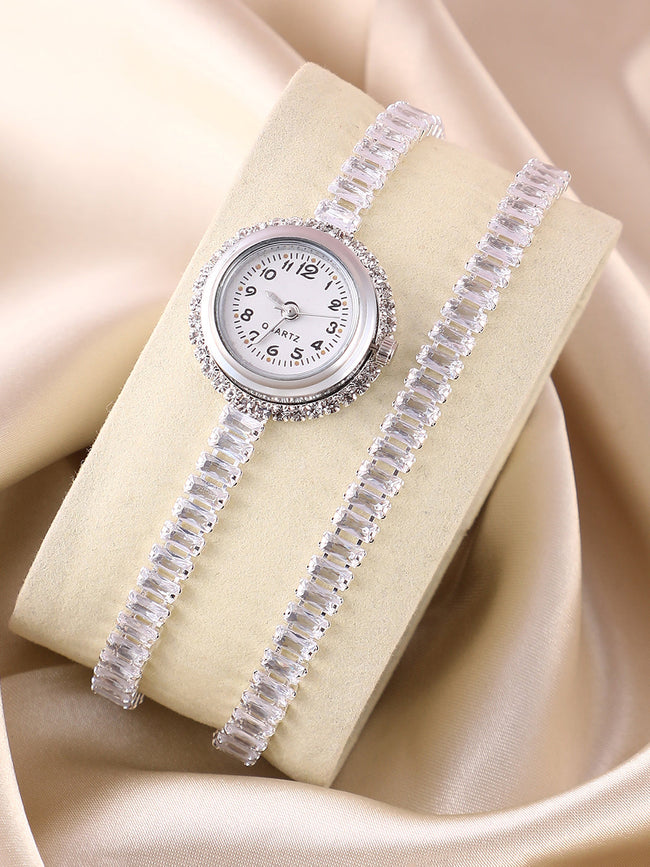 The Crystalized Wrap Round Watch - Metallic Silver