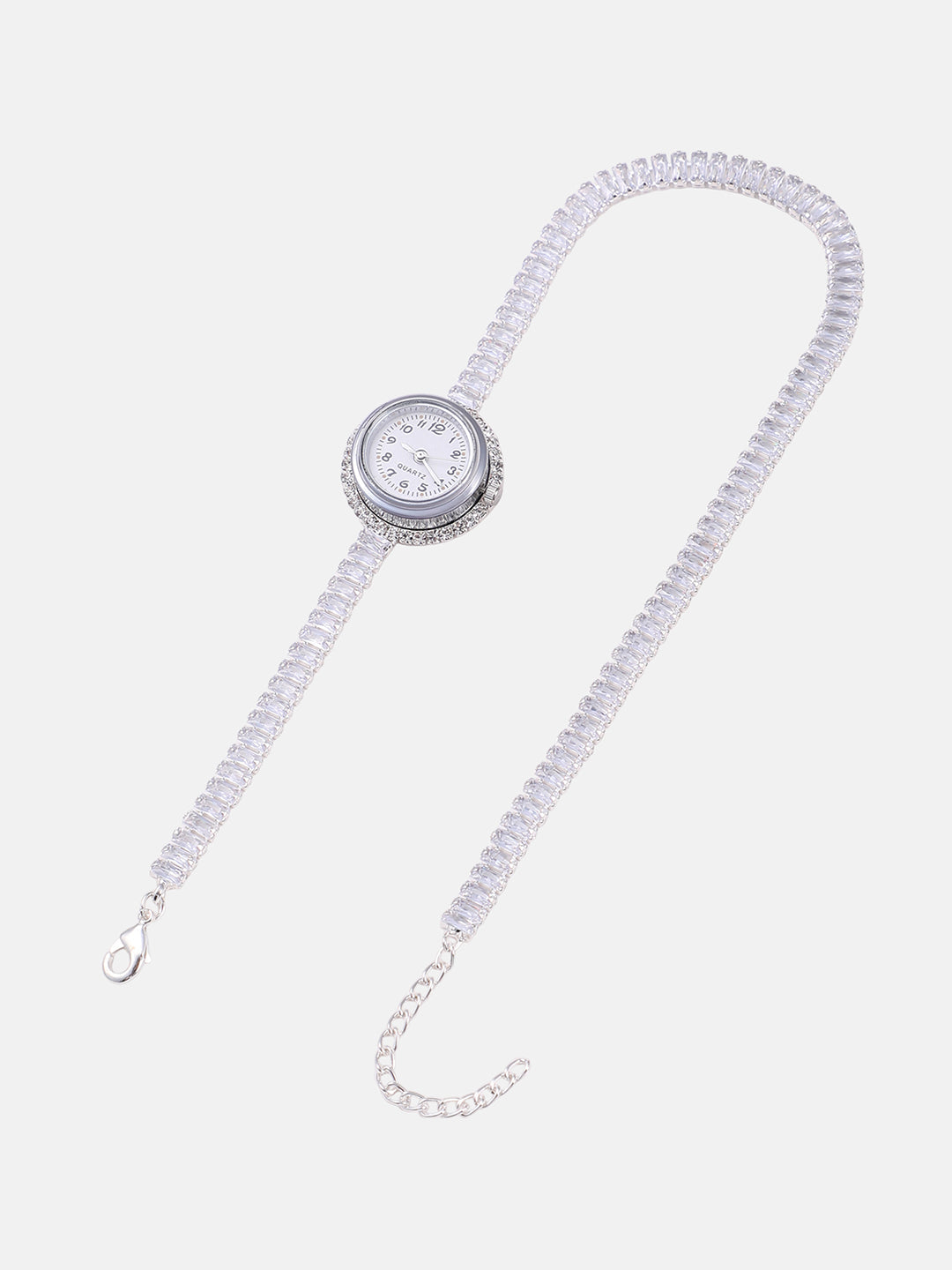 The Crystalized Wrap Round Watch - Metallic Silver