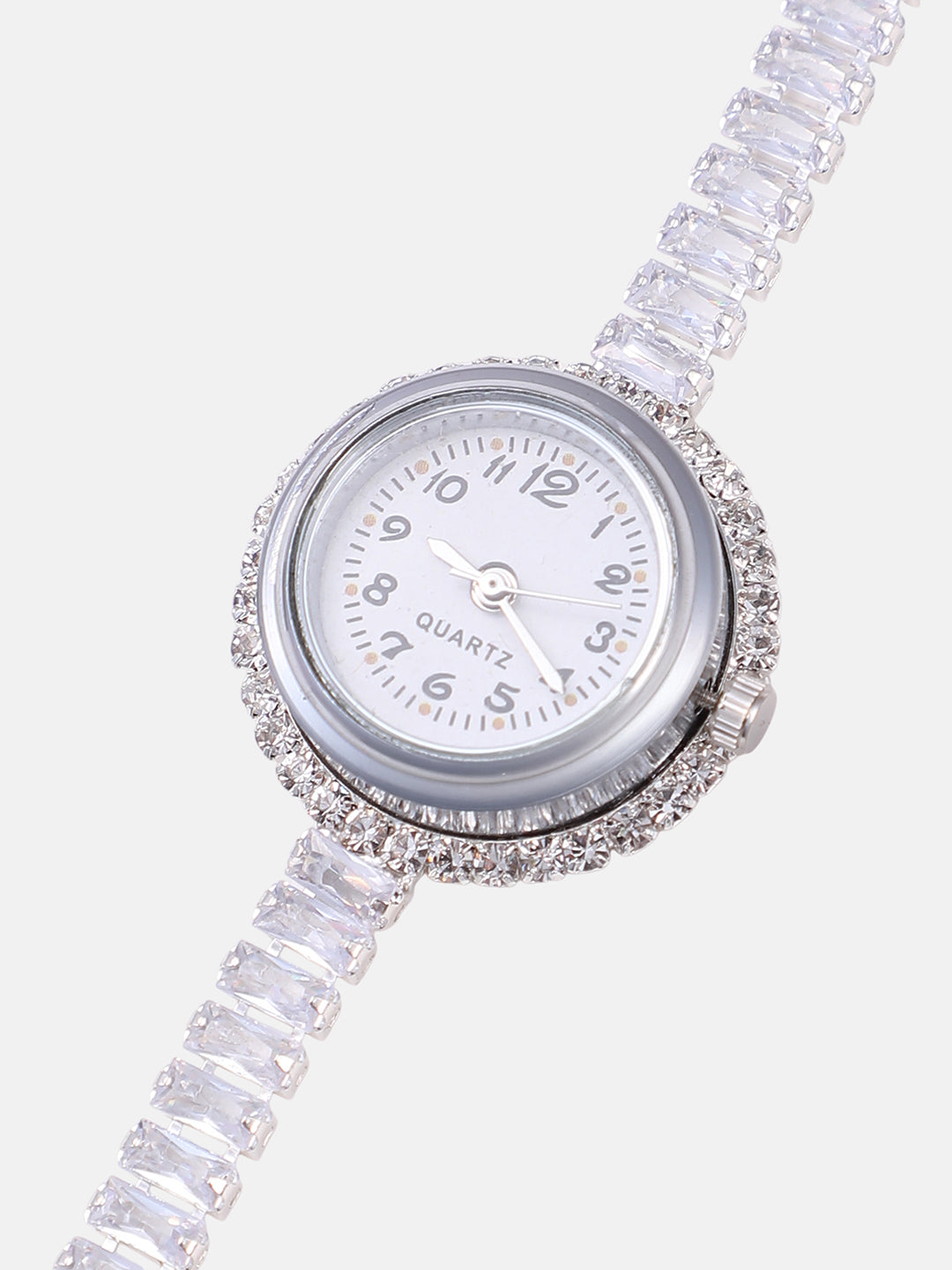 The Crystalized Wrap Round Watch - Metallic Silver