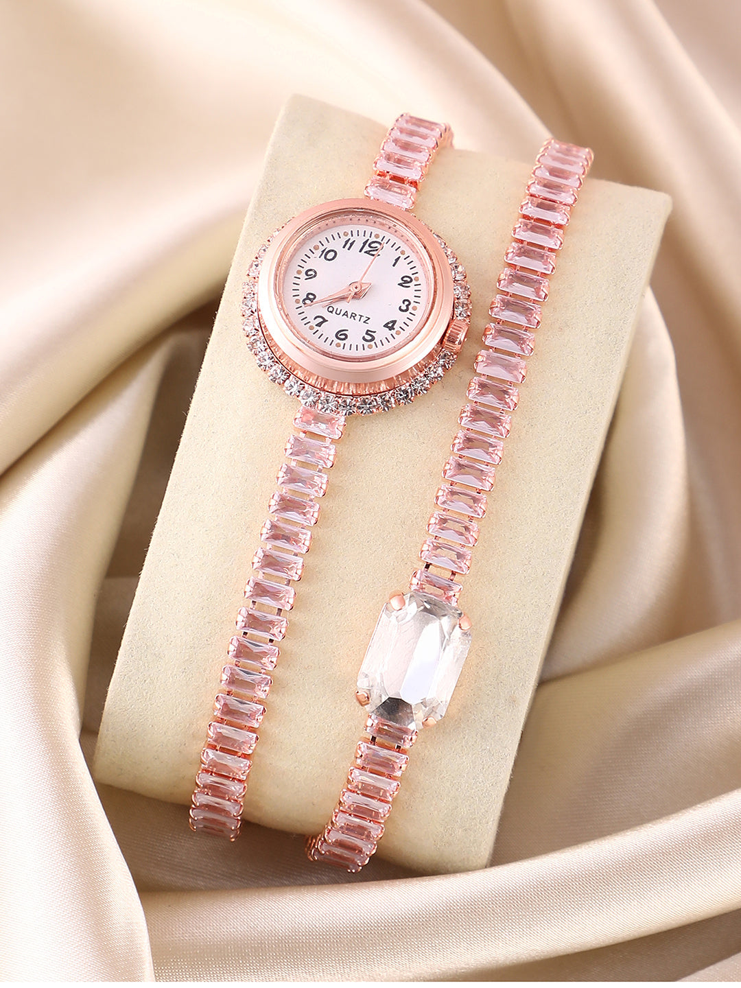 The Crystalized Wrap Round Watch - Rose Gold