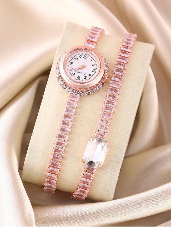 The Crystalized Wrap Round Watch - Rose Gold