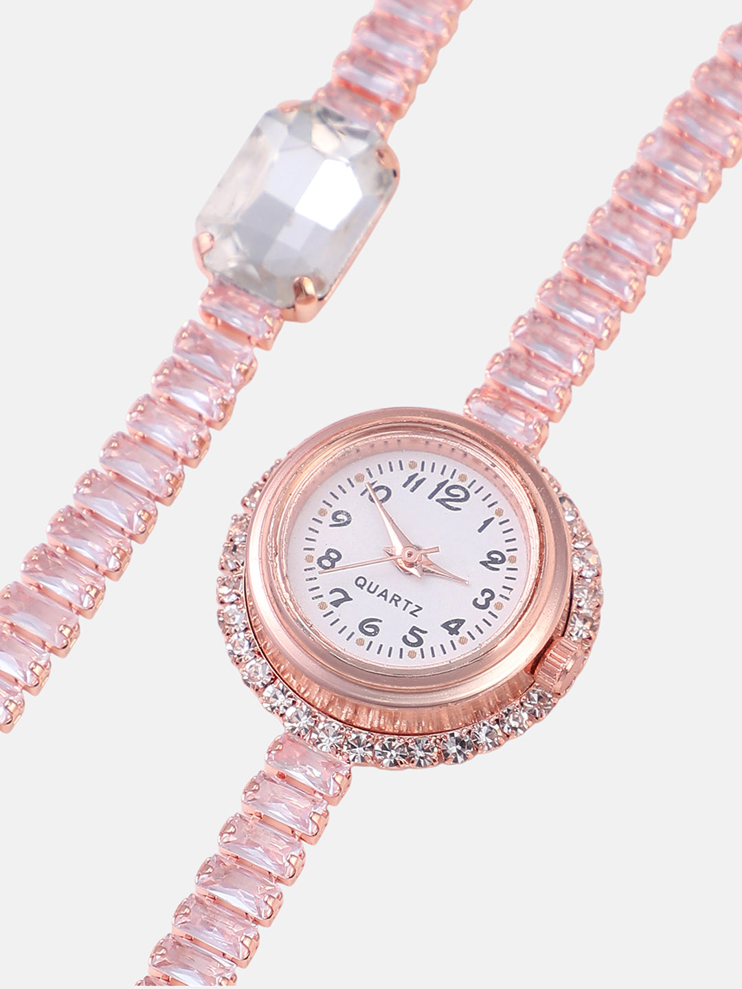 The Crystalized Wrap Round Watch - Rose Gold