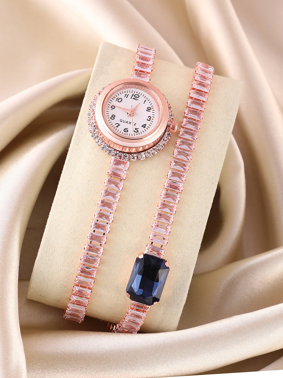 The Crystalized Wrap Round Watch - Rose Gold
