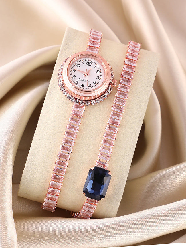 The Crystalized Wrap Round Watch - Rose Gold