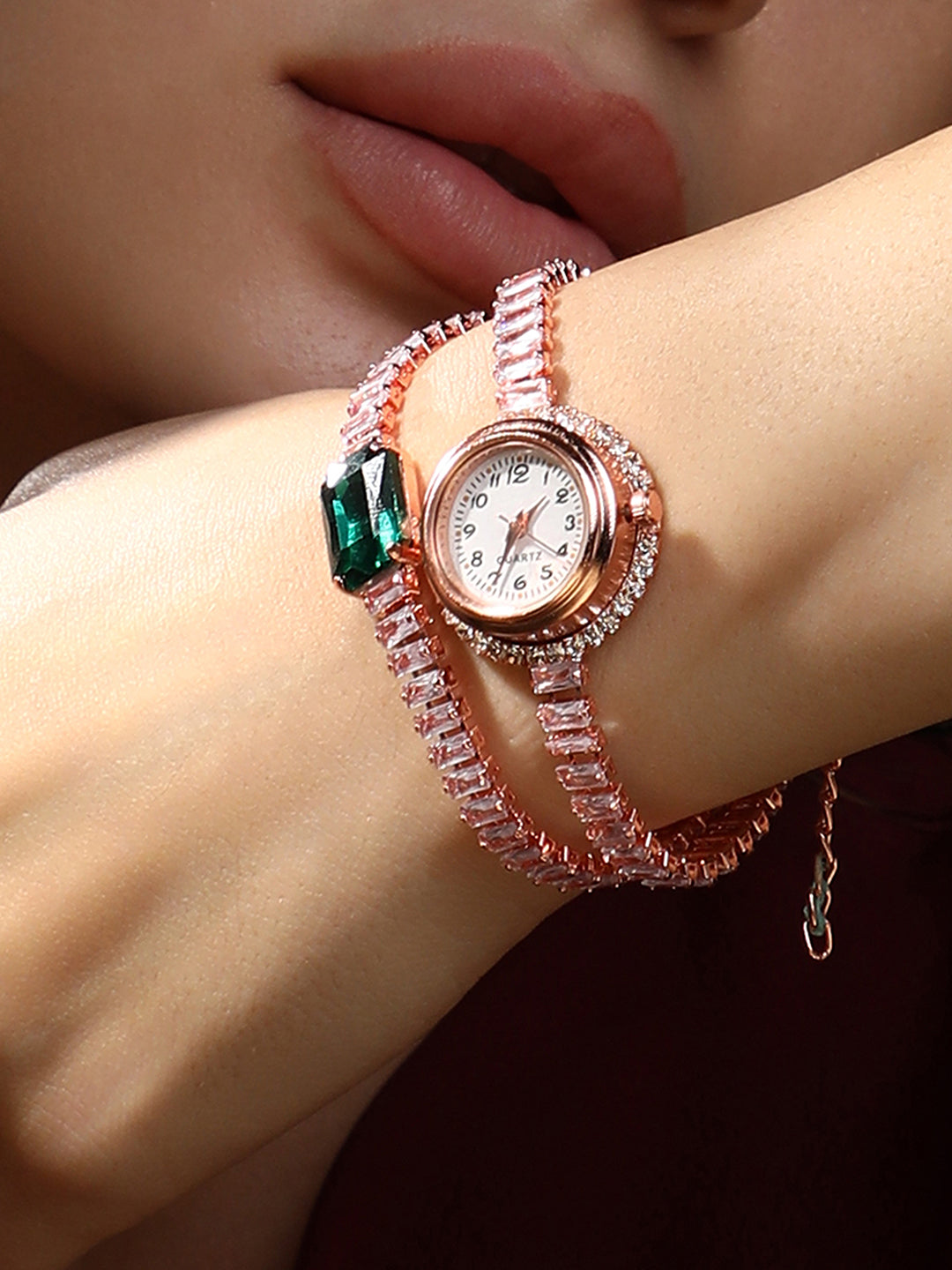 The Crystalized Wrap Round Watch - Rose Gold