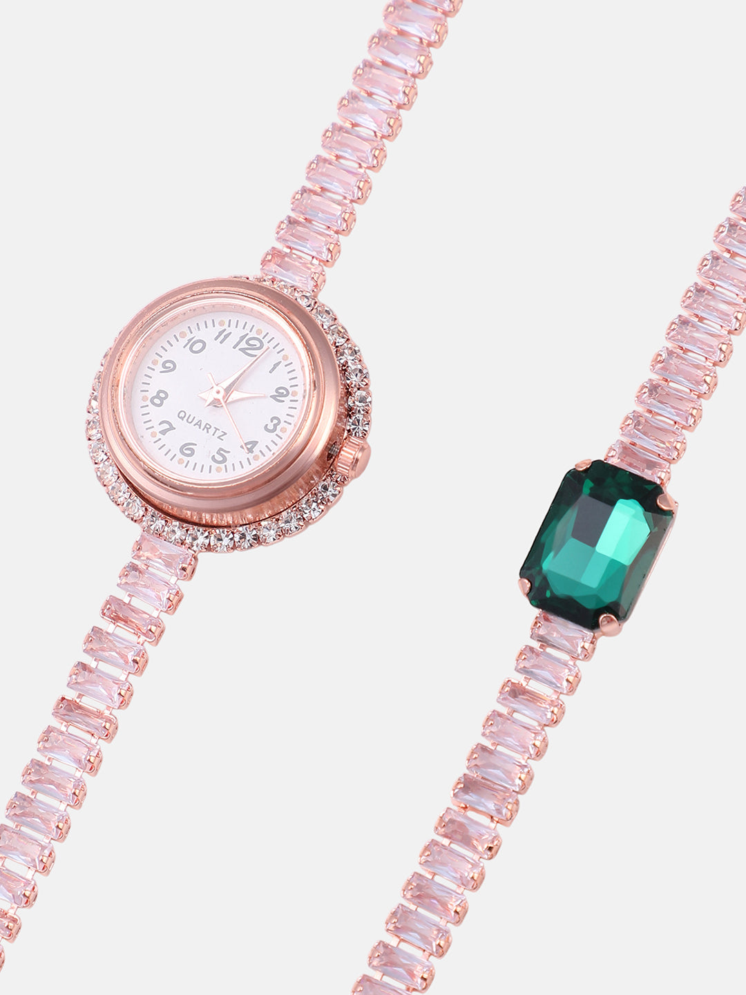 The Crystalized Wrap Round Watch - Rose Gold