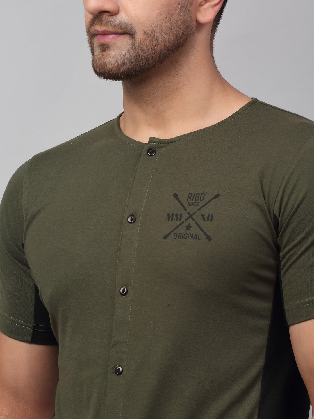 Men Green Cut & Sew Printed Shirt