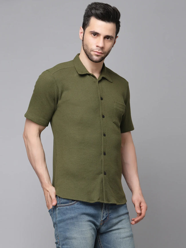 Men Midnight Waffle Knit Shirt
