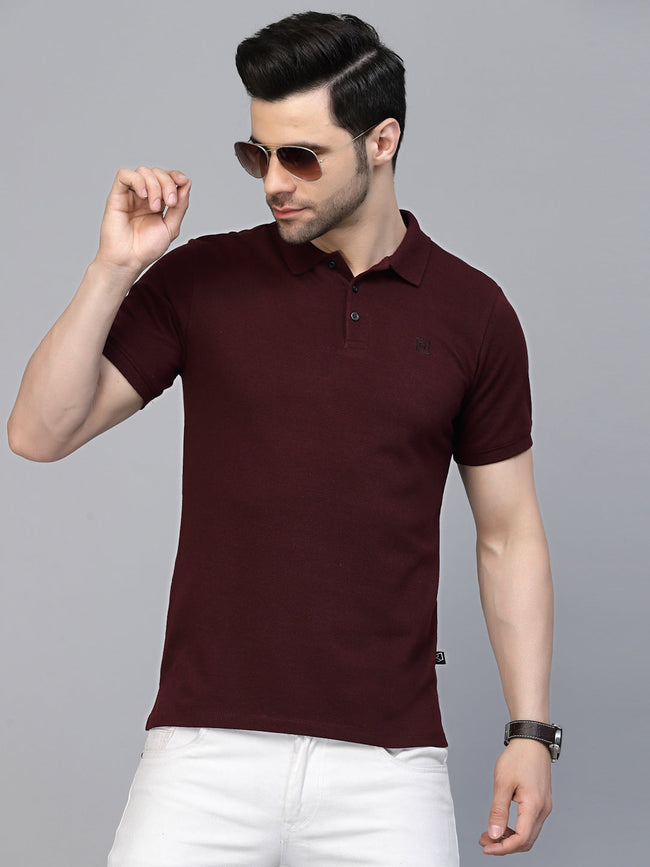 Men Cotton Fabric Solid Half Sleeves Polo T-Shirt