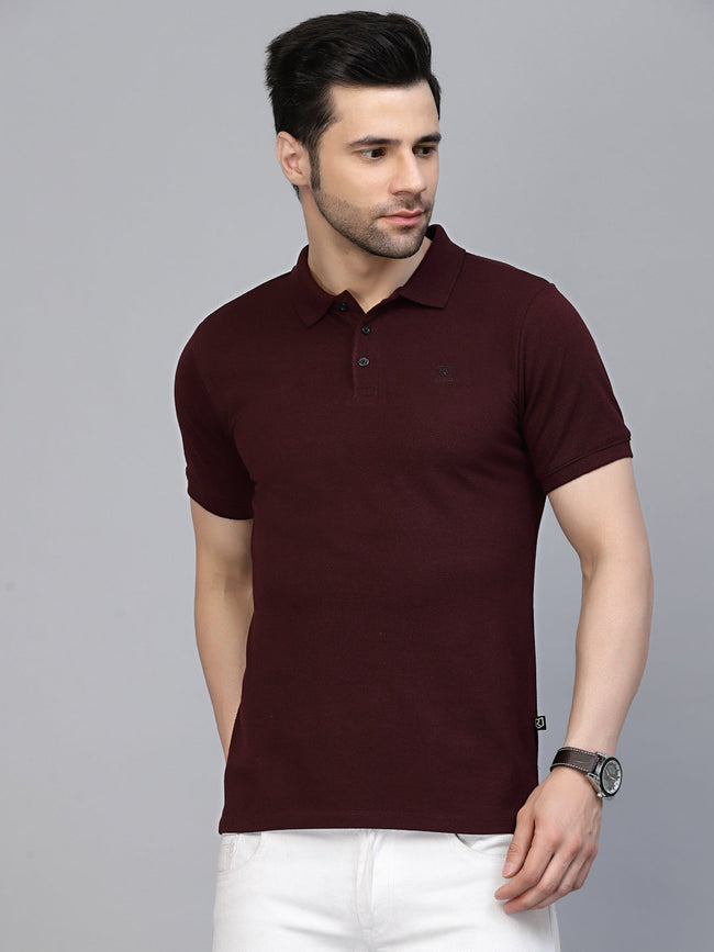 Men Cotton Fabric Solid Half Sleeves Polo T-Shirt