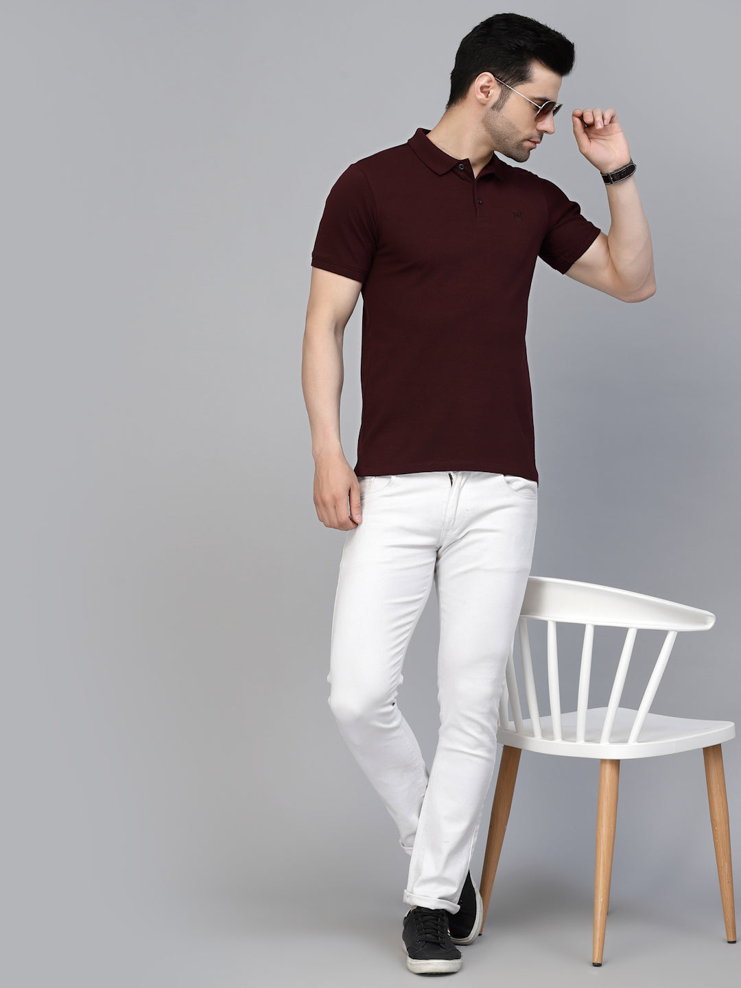 Men Cotton Fabric Solid Half Sleeves Polo T-Shirt