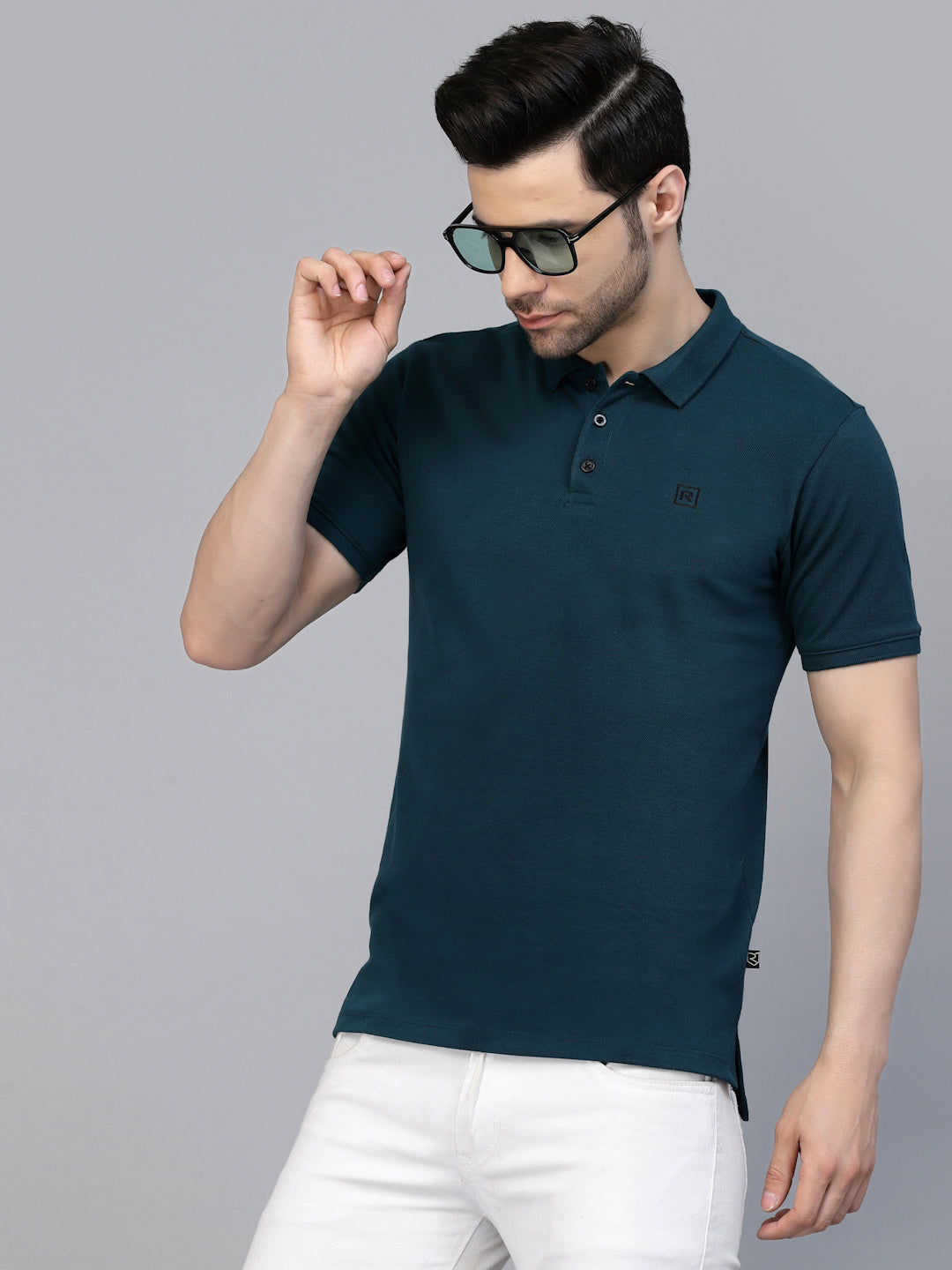 Men Cotton Fabric Solid Half Sleeves Polo T-Shirt