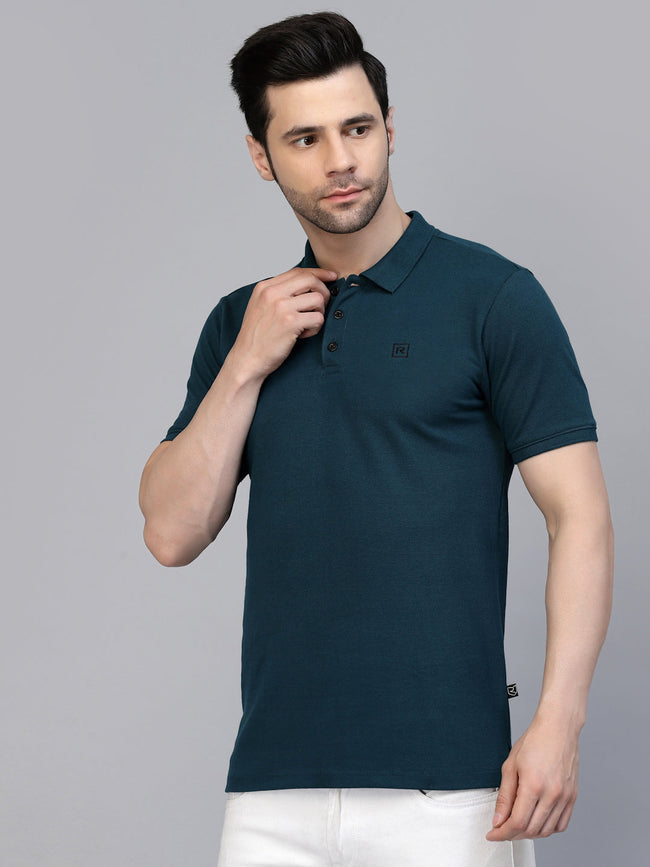 Men Cotton Fabric Solid Half Sleeves Polo T-Shirt