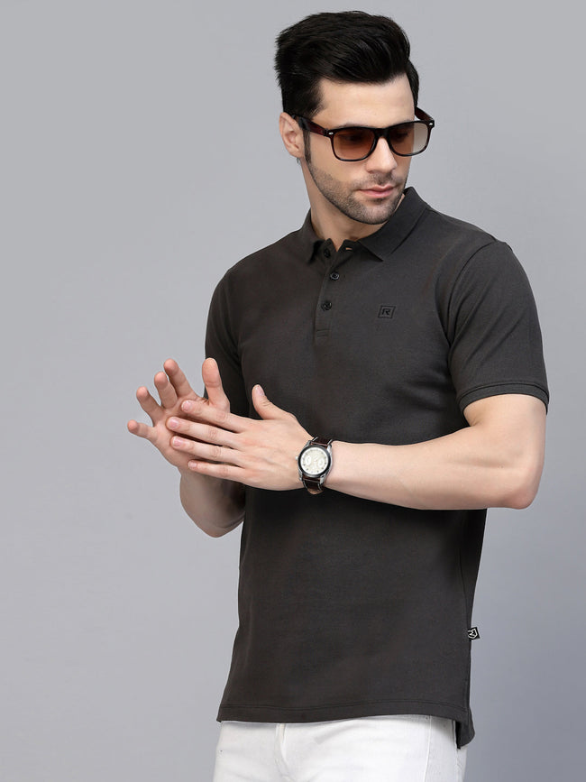 Men Cotton Fabric Solid Half Sleeves Polo T-Shirt
