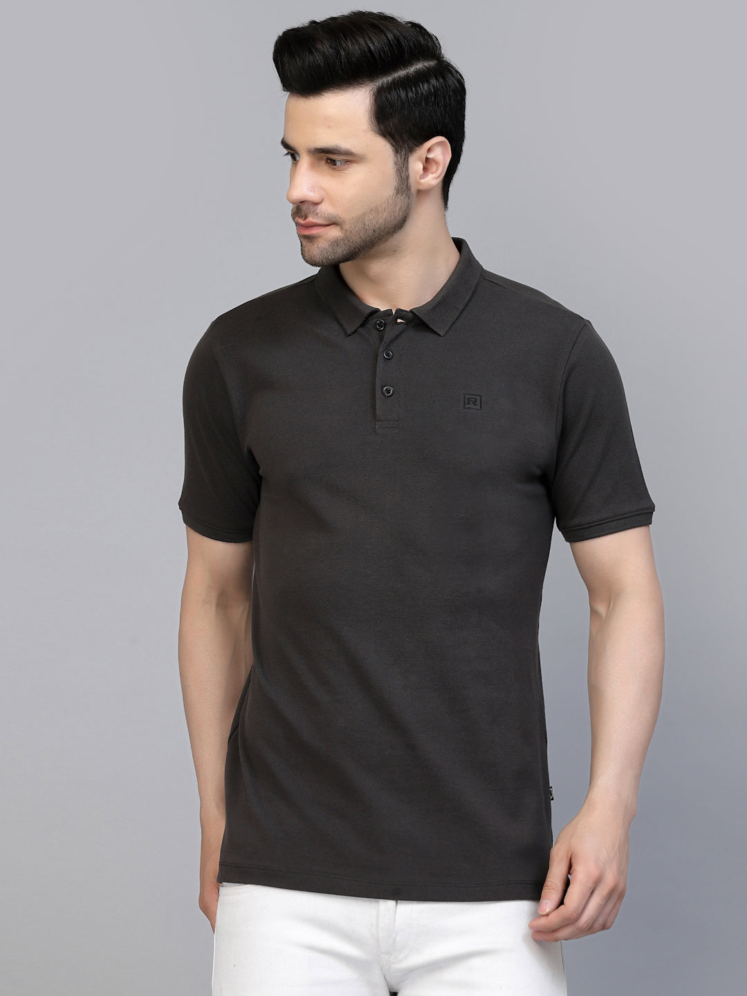 Men Cotton Fabric Solid Half Sleeves Polo T-Shirt