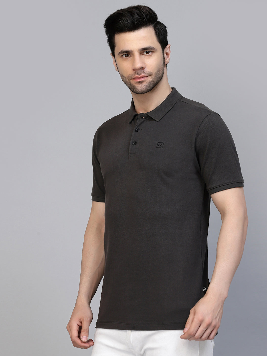 Men Cotton Fabric Solid Half Sleeves Polo T-Shirt
