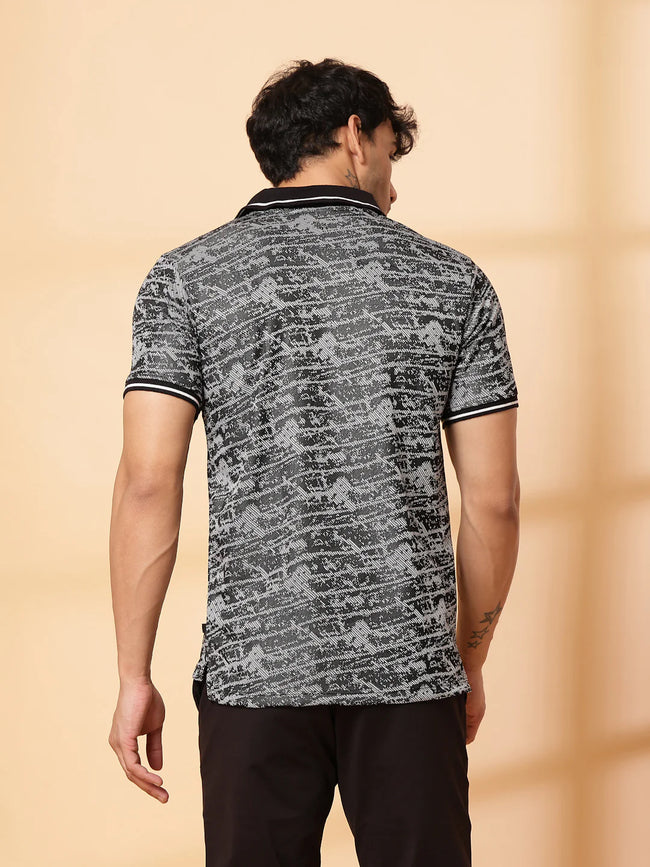 Men Abstract Jacquard Polo T-Shirt